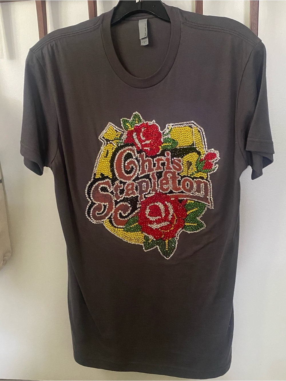 New Rare Chris Stapleton bejeweled Swarovski concert tour tee t shirt sz S